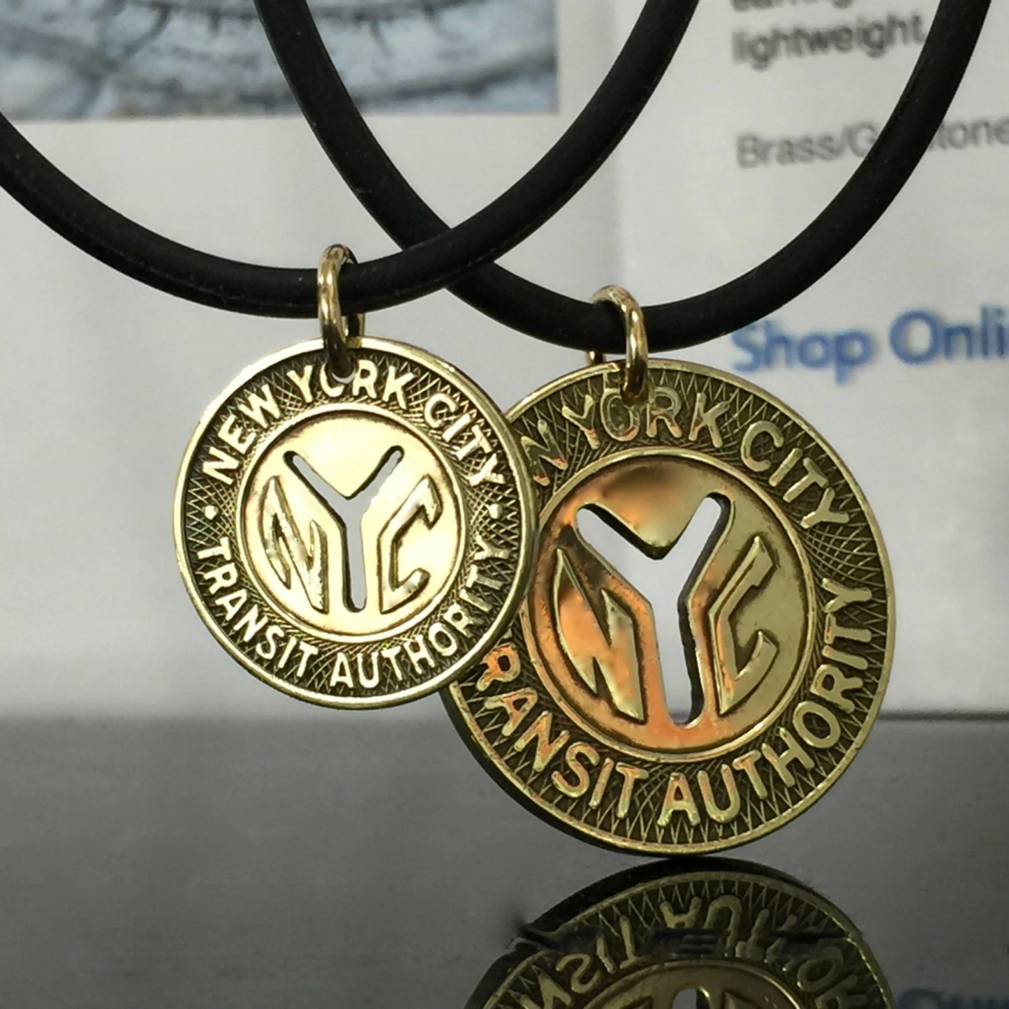 Genuine Small Cutout "Y" Subway/Transit Token Necklace New York City FREE SHIPPING