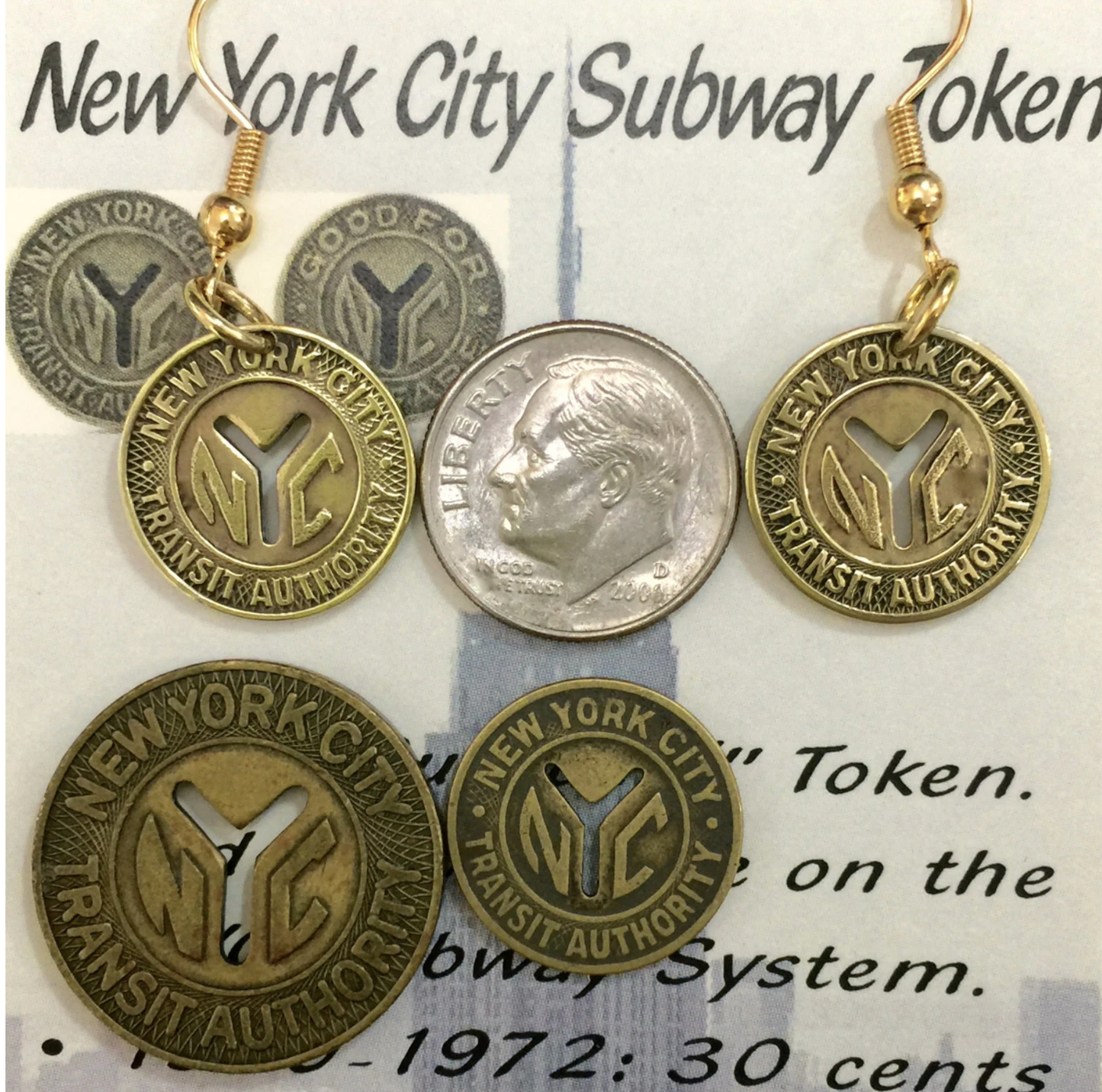 Genuine Small Cutout "Y" Subway/Transit Token Necklace New York City FREE SHIPPING